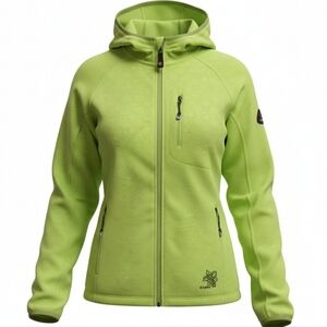 Killtec Lime Green Fleece Full Zip Hood Jacket Size 10 Tech Comfort Functional